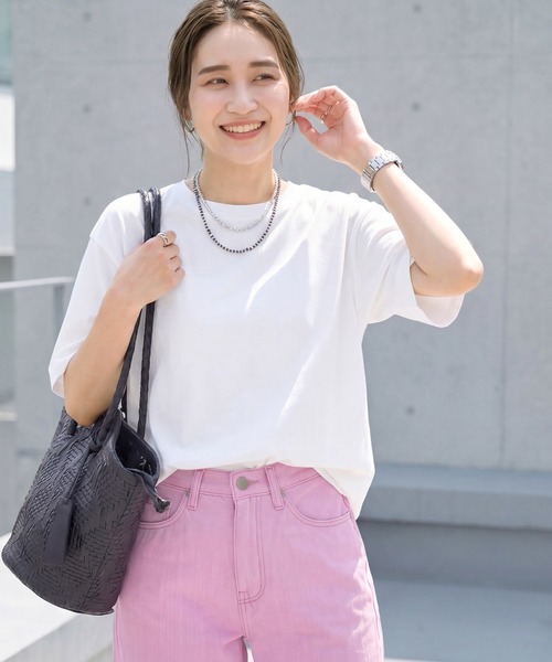 STYLE DELI(スタイルデリ)の「【ものづくりJAPAN】DIORAMA ベーシックボーイズTシャツ(Tシャツ/カットソー・レディース・ホワイト/ブラック・FREE)」の16枚目の写真