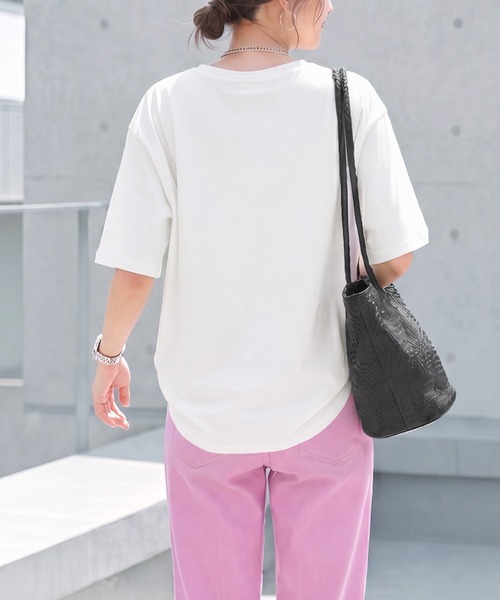 STYLE DELI(スタイルデリ)の「【ものづくりJAPAN】DIORAMA ベーシックボーイズTシャツ(Tシャツ/カットソー・レディース・ホワイト/ブラック・FREE)」の11枚目の写真