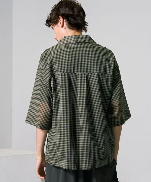 ●W701 used シアー 透け感 半袖 トップス シャツ ジャケット シアーチェックシャツジャケット（シャツ/ブラウス）｜PUBLIC TOKYO