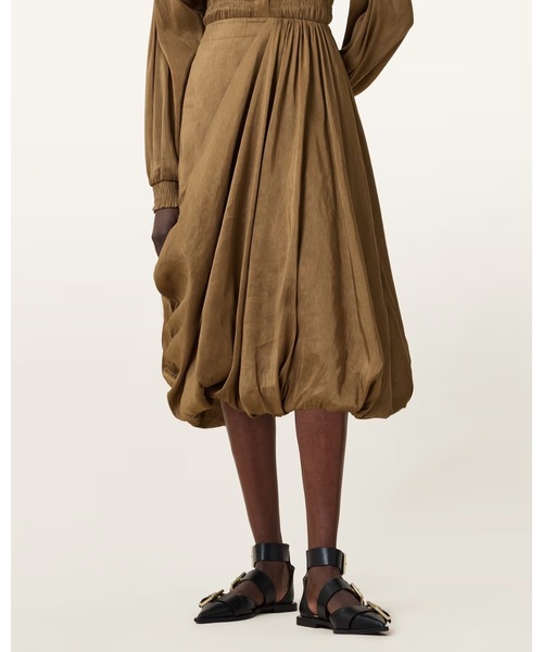 ALLSAINTS(オールセインツ)の「NIA DRAPED MIDI SKIRT | NIA ドレープ ミディ スカート(スカート・レディース・ブラウン系その他・4/6/8/10)」の2枚目の写真