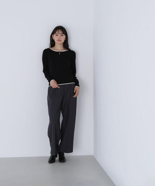 NATURAL BEAUTY BASIC(ナチュラルビューティーベーシック)の「◇フェイクレザーベルテッドワイドパンツ(その他パンツ・レディース・チャコールグレー/ベージュ・SMALL/MEDIUM/P/S)」の3枚目の写真