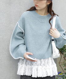 FREE'S MART | ◆杢ストレッチ総針配色ステッチニット①(ニット/セーター)