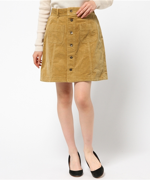 Every very nice claup（エブリィベリーナイスクラップ）の「コール天台形前釦ＳＫ（スカート・レディース・クリーム/ベージュ/ピンク系その他/キャメル・FREE）」の2枚目の写真