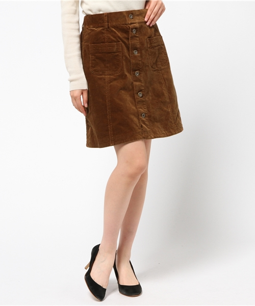 Every very nice claup（エブリィベリーナイスクラップ）の「コール天台形前釦ＳＫ（スカート・レディース・クリーム/ベージュ/ピンク系その他/キャメル・FREE）」の4枚目の写真