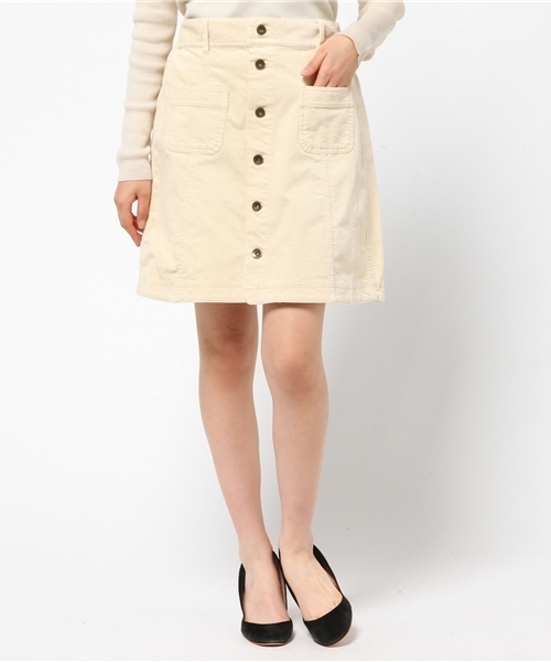 Every very nice claup（エブリィベリーナイスクラップ）の「コール天台形前釦ＳＫ（スカート・レディース・クリーム/ベージュ/ピンク系その他/キャメル・FREE）」の3枚目の写真