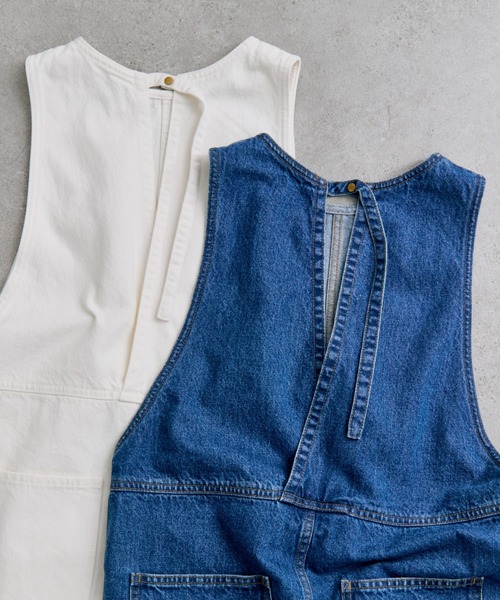 PUAL CE CIN（ピュアルセシン）の「【@kokiminitaコラボ】コーンデニム アメスリサロペット（サロペット/オーバーオール・レディース・オフホワイト/インディゴブルー・FREE）」の6枚目の写真