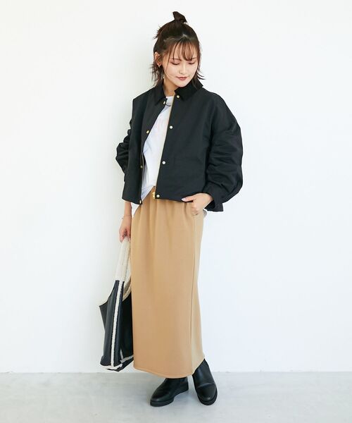 le.coeur blanc（ルクールブラン）の「ダンボールニットパーカー×スカートセット（ワンピース・レディース・ブラック/キャメル・38）」の19枚目の写真