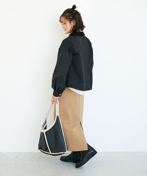 le.coeur blanc（ルクールブラン）の「ダンボールニットパーカー×スカートセット（ワンピース・レディース・ブラック/キャメル・38）」の20枚目の写真