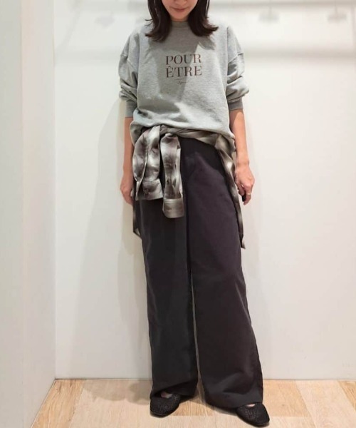 human woman（ヒューマンウーマン）の「【5サイズ展開】◆ストレッチエアリードットコードセミワイドパンツ（その他パンツ・レディース・ブルー/ブラック系その他/ベージュ・SMALL/MEDIUM/LARGE/X-SMALL/X-LARGE）」の4枚目の写真