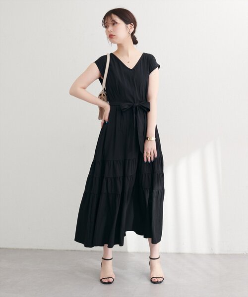 And Couture】ギャザーVネックティアードワンピース And Couture