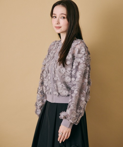 セール】チュールレースカーディガン（カーディガン/ボレロ）｜Audie a