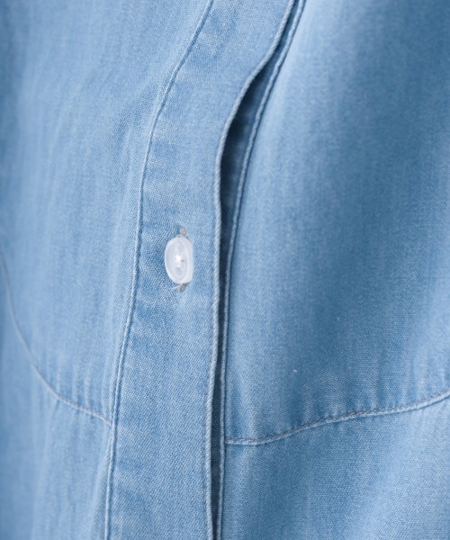 OMNES（オムネス）の「シャンブレーヨーク切替バンドカラー長袖シャツ（シャツ/ブラウス・レディース・ライトブルー/ダークブルー・FREE）」の17枚目の写真