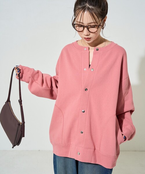 はぴ様 C1553 スナップスウェットカーデ スウェット スナップ カーディガン（スウェット）｜B:MING by
