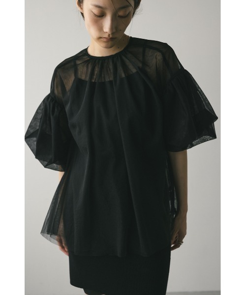 ギャザースリーブチュールトップ（シャツ/ブラウス）｜STYLEMIXER