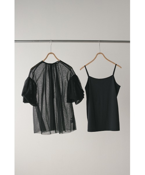STYLEMIXER(スタイルミキサー)の「ギャザースリーブチュールトップ(シャツ/ブラウス・レディース・ブラック/サックスブルー/ベージュ・FREE)」の11枚目の写真