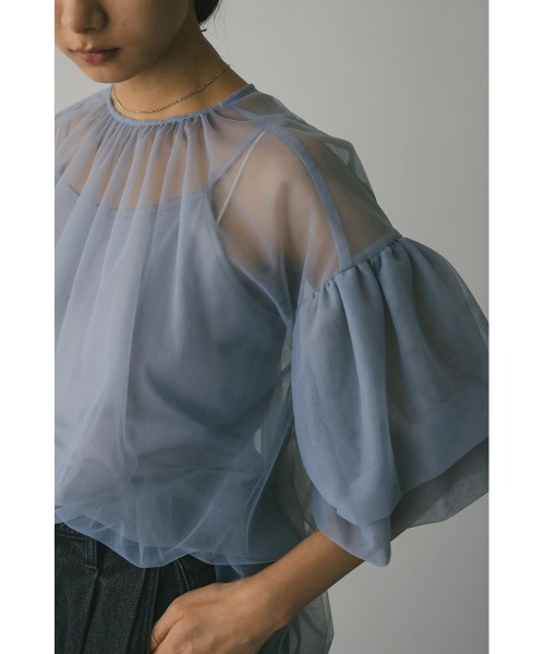 ギャザースリーブチュールトップ（シャツ/ブラウス）｜STYLEMIXER