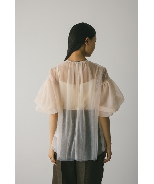 STYLEMIXER(スタイルミキサー)の「ギャザースリーブチュールトップ(シャツ/ブラウス・レディース・ブラック/サックスブルー/ベージュ・FREE)」の15枚目の写真
