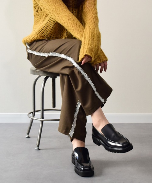 PASCUCCI（パスクッチ）の「【PASCUCCI】スクエアトウタンクソールスリッポン(D51622)（ローファー・レディース・ブラック・39/38/37/36/35）」の4枚目の写真