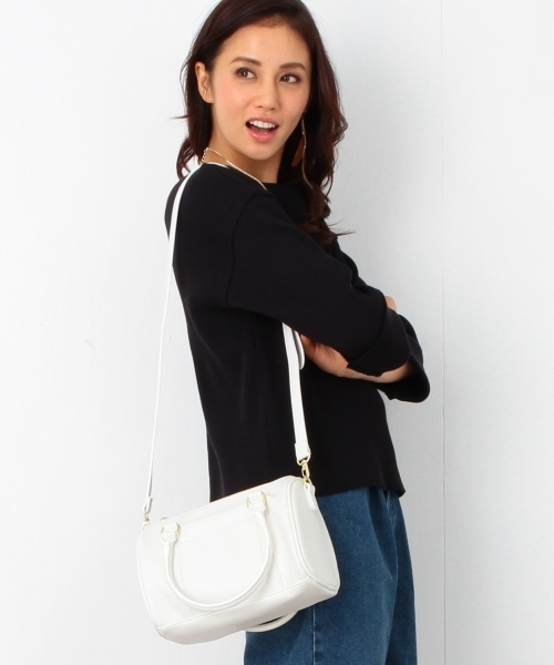 B:MING by BEAMS(ビーミングバイビームス)の「ビーミング by ビームス / フェイクレザーminiボストン(トートバッグ・レディース・ホワイト/ブラック・ONE SIZE)」の3枚目の写真