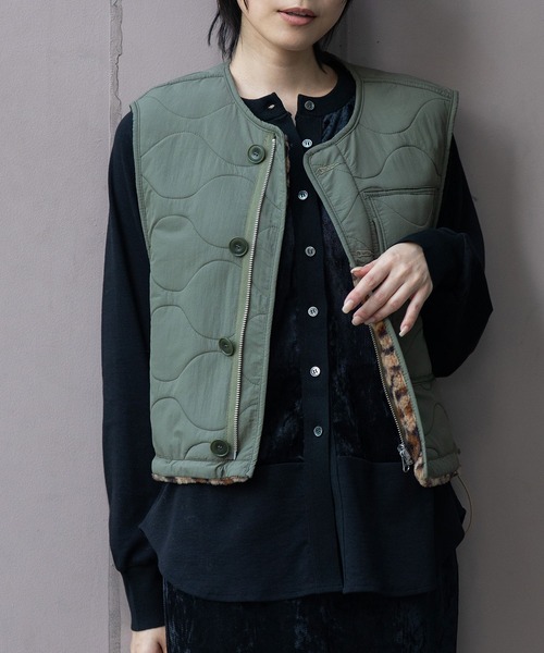 キルティングタフタ×ボアリバーシブルジレ