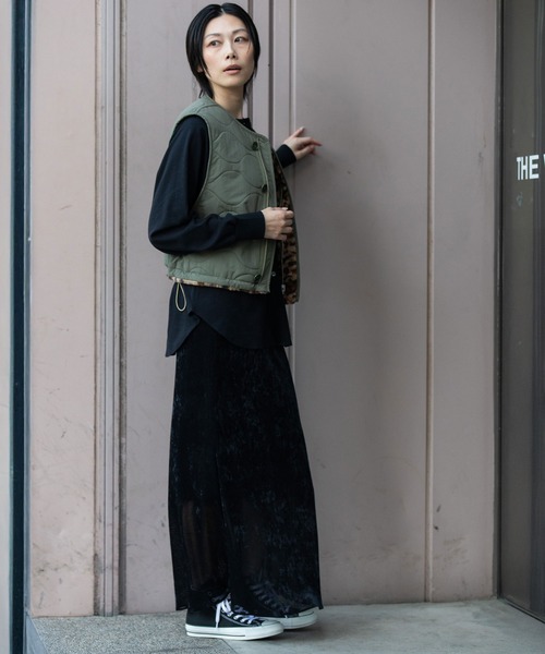 キルティングタフタ×ボアリバーシブルジレ