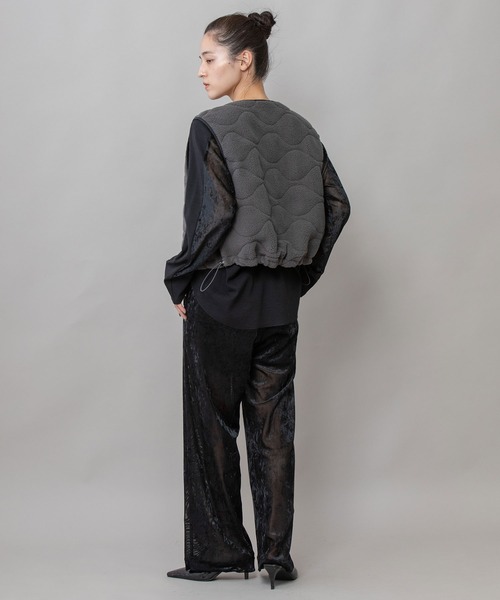 キルティングタフタ×ボアリバーシブルジレ