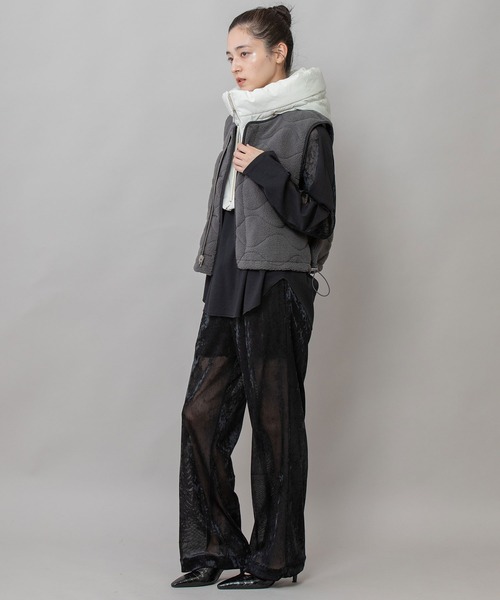 キルティングタフタ×ボアリバーシブルジレ