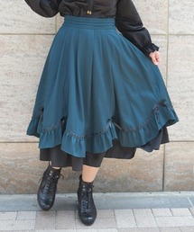 axes femme | ハシゴレース×リボン配色スカート(スカート)
