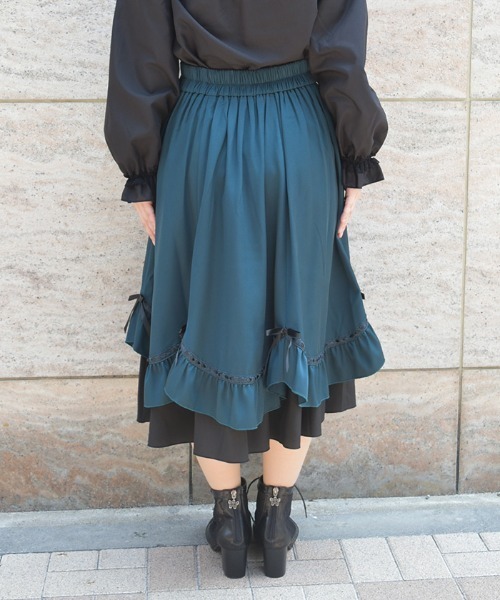 axes femme（アクシーズファム）の「ハシゴレース×リボン配色スカート（スカート・レディース・ブルーグリーン/ブラウン/ブラック/ワイン・FREE）」の20枚目の写真