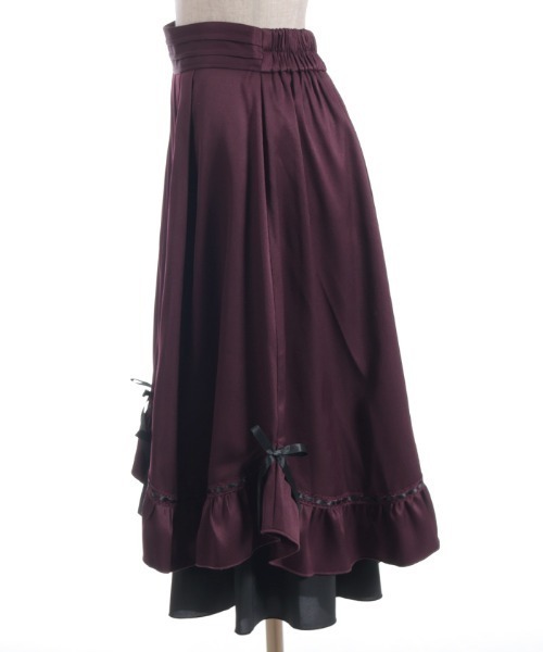 axes femme（アクシーズファム）の「ハシゴレース×リボン配色スカート（スカート・レディース・ブルーグリーン/ブラウン/ブラック/ワイン・FREE）」の12枚目の写真