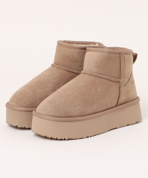 Bridget Birkin(ブリジットバーキン)の「【Bridget Birkin】スエード調ムートンブーツ(553037)(ブーツ・レディース・ブラック系その他/キャメル/ベージュ系その他・LL/L/S/M)」の6枚目の写真
