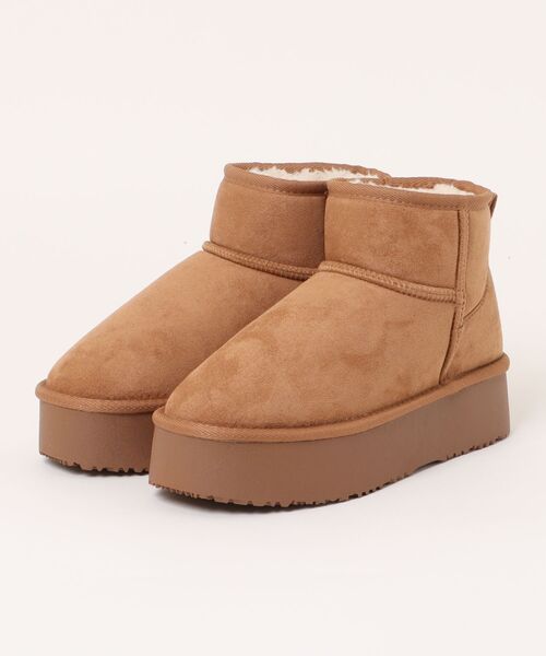 Bridget Birkin(ブリジットバーキン)の「【Bridget Birkin】スエード調ムートンブーツ(553037)(ブーツ・レディース・ブラック系その他/キャメル/ベージュ系その他・LL/L/S/M)」の7枚目の写真