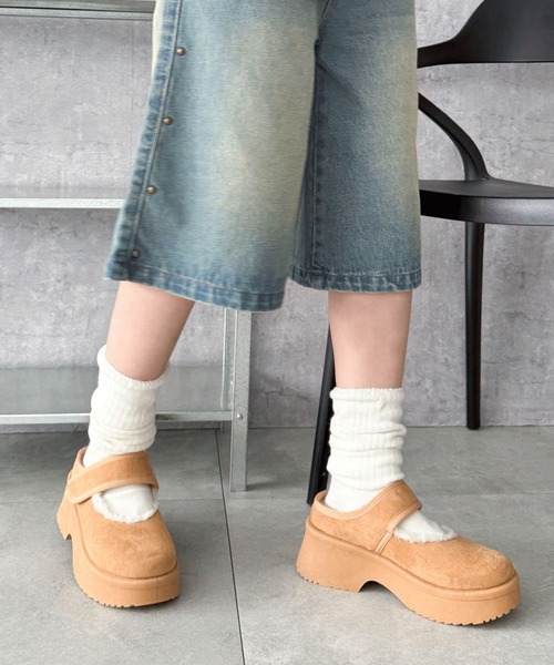 WEGO(ウィゴー)の「WEGO/【25年秋冬新作】ムートンタッチメリージェーンシューズ(スリッポン・レディース・ブラック/キャメル・LARGE/MEDIUM/SMALL)」の13枚目の写真