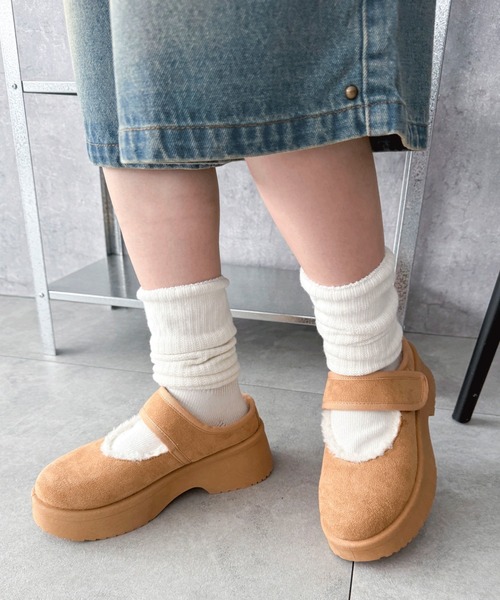 WEGO(ウィゴー)の「WEGO/【25年秋冬新作】ムートンタッチメリージェーンシューズ(スリッポン・レディース・ブラック/キャメル・LARGE/MEDIUM/SMALL)」の16枚目の写真