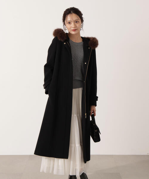 インポートロッサ ロングコート フォックスファー モッサフードフェイクファーロングコート / 1215252102（ステンカラー