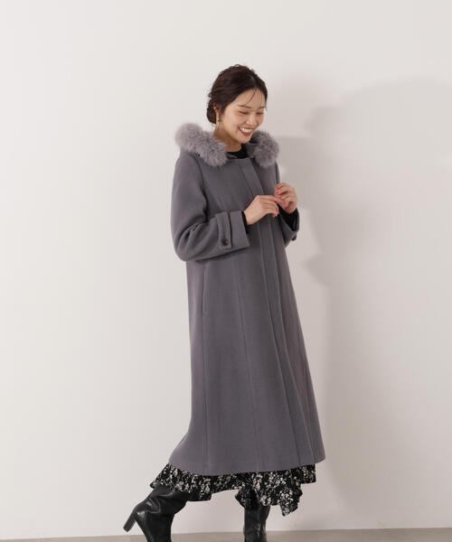 セール】モッサフードフェイクファーロングコート / 1215252102