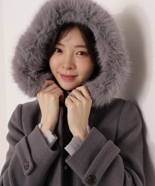 セール】モッサフードフェイクファーロングコート / 1215252102