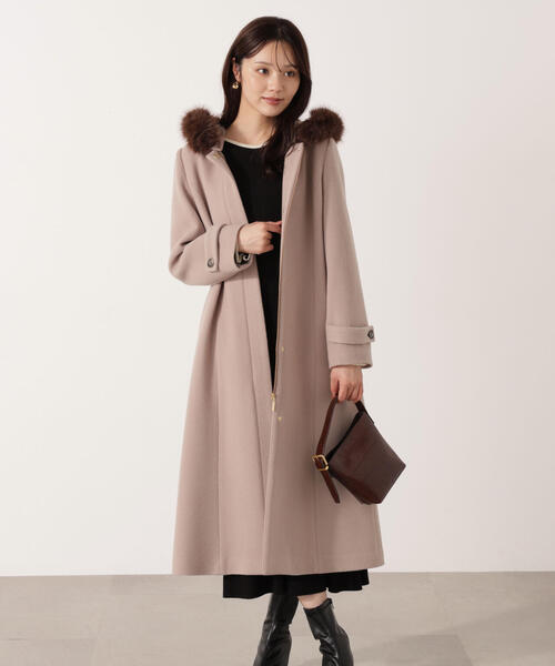 セール】モッサフードフェイクファーロングコート / 1215252102