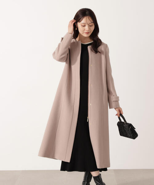 モッサフードフェイクファーロングコート / 1215252102（ステンカラー