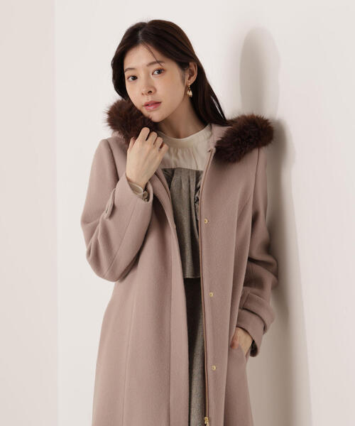 セール】モッサフードフェイクファーロングコート / 1215252102