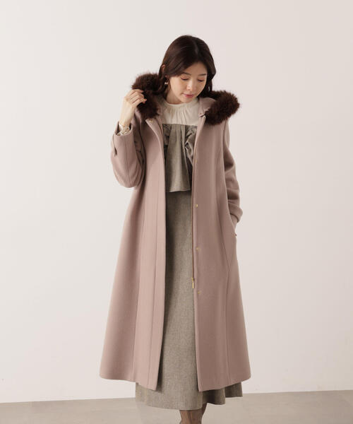 セール】モッサフードフェイクファーロングコート / 1215252102