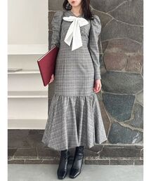 バルーンチェックワンピース