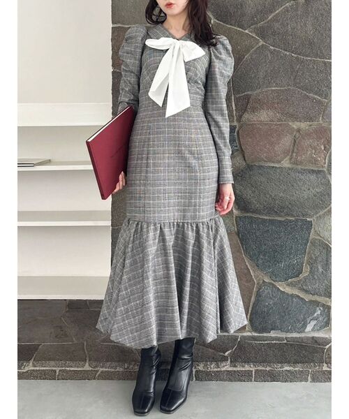 dazzlin（ダズリン）の「バルーンチェックワンピース（ワンピース・レディース・ベージュ/ブラウン/その他1・SMALL/MEDIUM）」の3枚目の写真