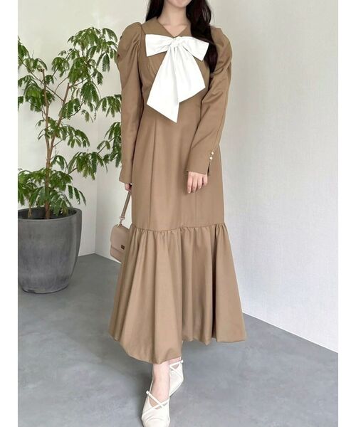 dazzlin（ダズリン）の「バルーンチェックワンピース（ワンピース・レディース・ベージュ/ブラウン/その他1・SMALL/MEDIUM）」の5枚目の写真