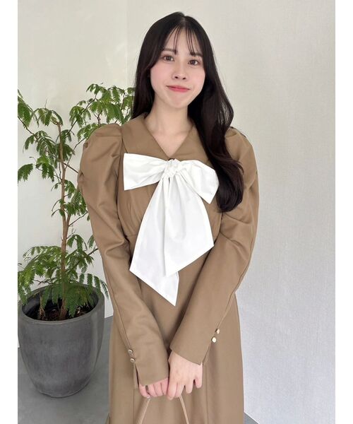 dazzlin（ダズリン）の「バルーンチェックワンピース（ワンピース・レディース・ベージュ/ブラウン/その他1・SMALL/MEDIUM）」の8枚目の写真