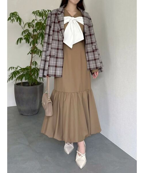 dazzlin（ダズリン）の「バルーンチェックワンピース（ワンピース・レディース・ベージュ/ブラウン/その他1・SMALL/MEDIUM）」の13枚目の写真