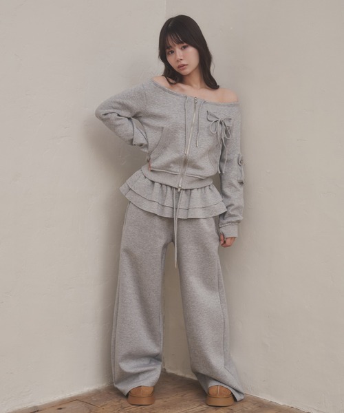 waist frill voce sweat pants/ウエストフリルヴォーチェスウェット