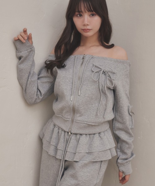 M DOLLY(エムドリー)の「waist frill voce sweat pants/ウエストフリルヴォーチェスウェットパンツ(スウェットパンツ・レディース・ブラック/グレー・S/M)」の11枚目の写真