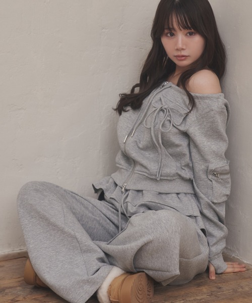 M DOLLY(エムドリー)の「waist frill voce sweat pants/ウエストフリルヴォーチェスウェットパンツ(スウェットパンツ・レディース・ブラック/グレー・S/M)」の14枚目の写真