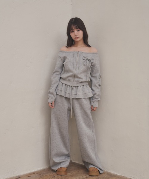 M DOLLY(エムドリー)の「waist frill voce sweat pants/ウエストフリルヴォーチェスウェットパンツ(スウェットパンツ・レディース・ブラック/グレー・S/M)」の16枚目の写真